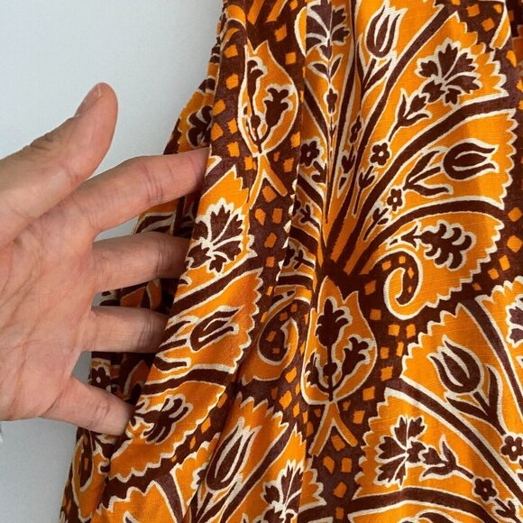 Knox Rose Wide Strap Sleeveless A-Line Midi Dress Size XL Orange Floral Smocked - Picture 8 of 11